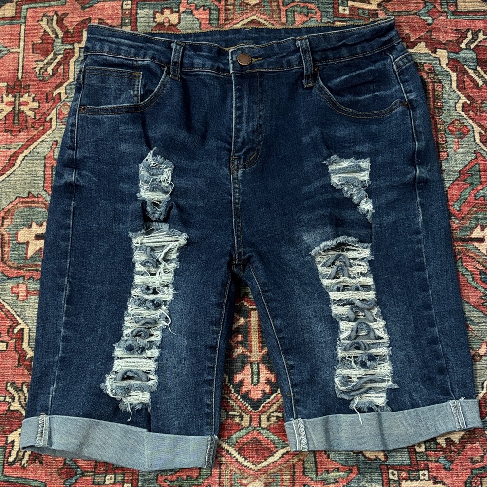 Distressed Denim Ladies Shorts